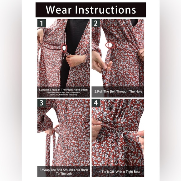 NWT Pretty Garden Maxi Polk Dot Boho Full Wrap Dress - Picture 5 of 7